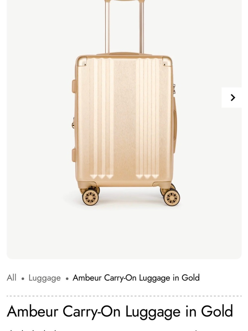 NWOT CALPAK Ambeur Gold Carry-On Spinner Suitcase